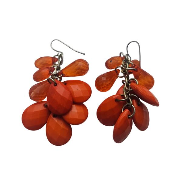 Orange Dangle Hook Earrings - Picture 1 of 2